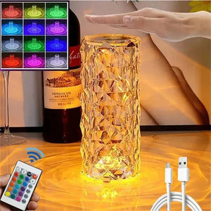 LED Crystal Table Lamp Rose Light Projector - DiscountsHub