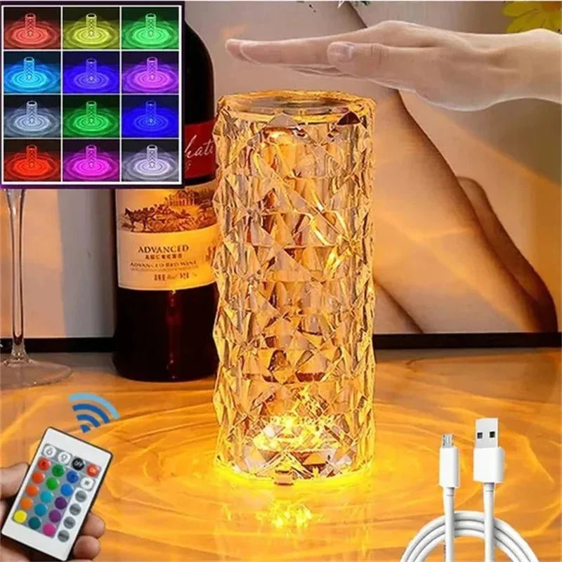 LED Crystal Table Lamp Rose Light Projector - DiscountsHub