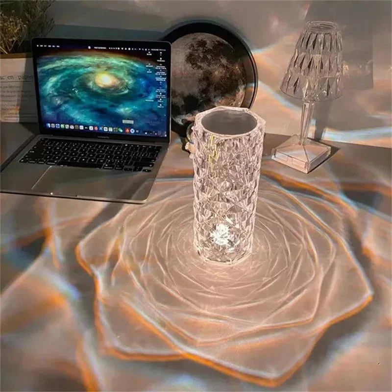 LED Crystal Table Lamp Rose Light Projector - DiscountsHub