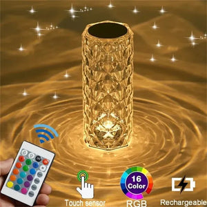 LED Crystal Table Lamp Rose Light Projector - DiscountsHub