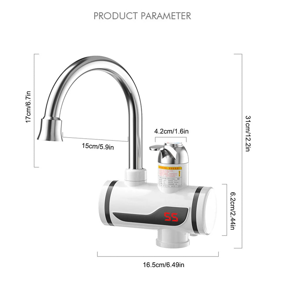 Instant Tankless Electric Water Heater Faucet LED Display Temperature - DiscountsHub